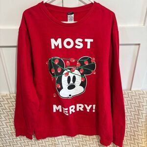Disney Mickey Mouse Most Merry Christmas Holiday Crewneck Sweatshirt